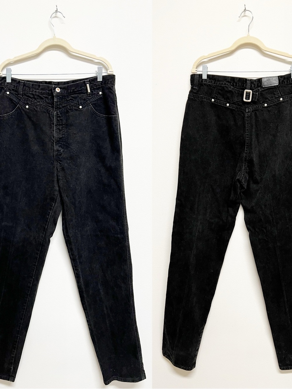 Rockies Womens Vintage 80s 90s Western Black High Waisted Bareback Denim Jeans